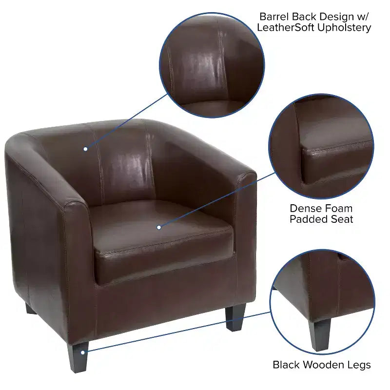 Emma and Oliver Leather Lounge Chair with Sloping Arms