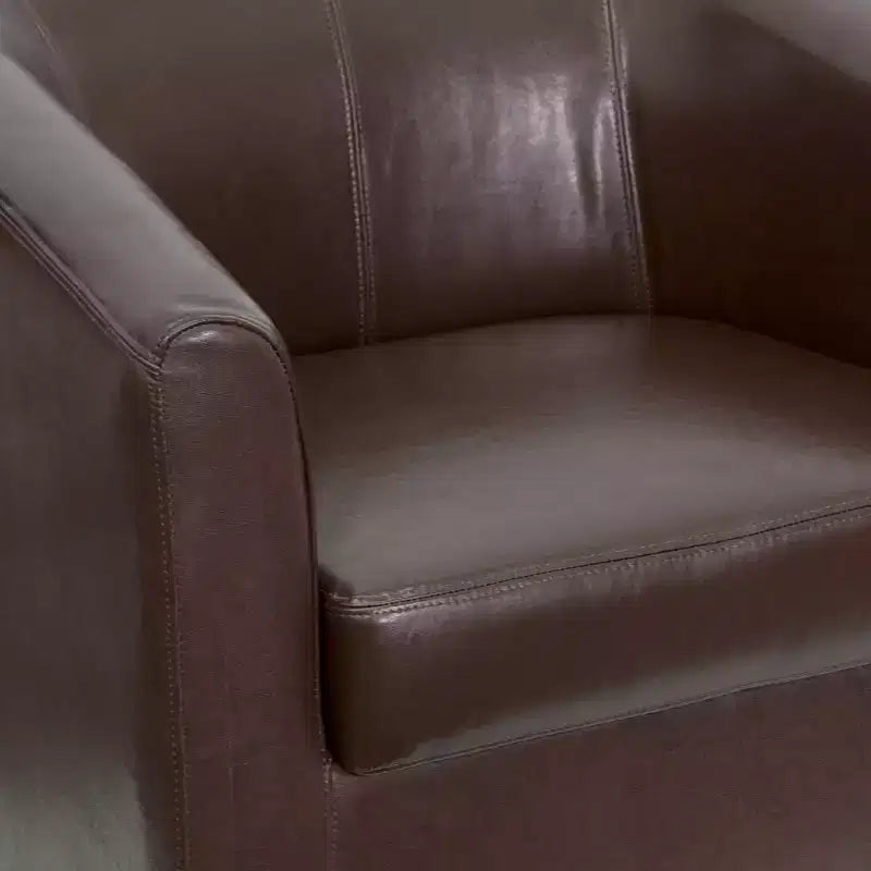 Emma and Oliver Leather Lounge Chair with Sloping Arms