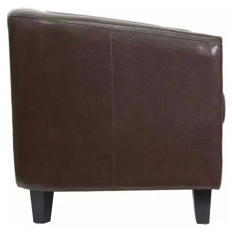 Emma and Oliver Leather Lounge Chair with Sloping Arms