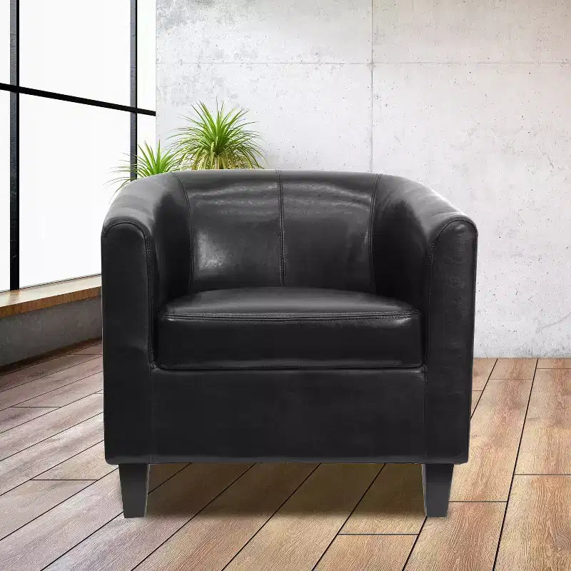 Emma and Oliver Leather Lounge Chair with Sloping Arms