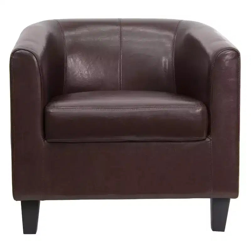 Emma and Oliver Leather Lounge Chair with Sloping Arms