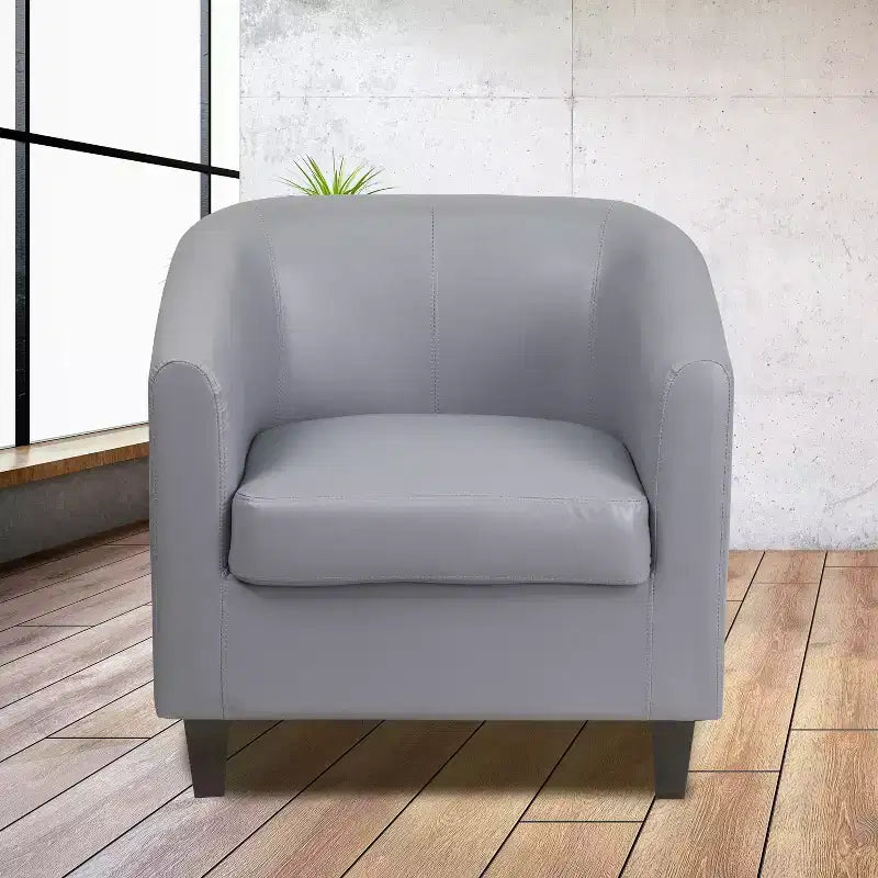 Emma and Oliver Leather Lounge Chair with Sloping Arms