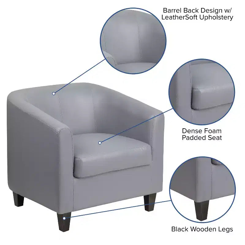 Emma and Oliver Leather Lounge Chair with Sloping Arms