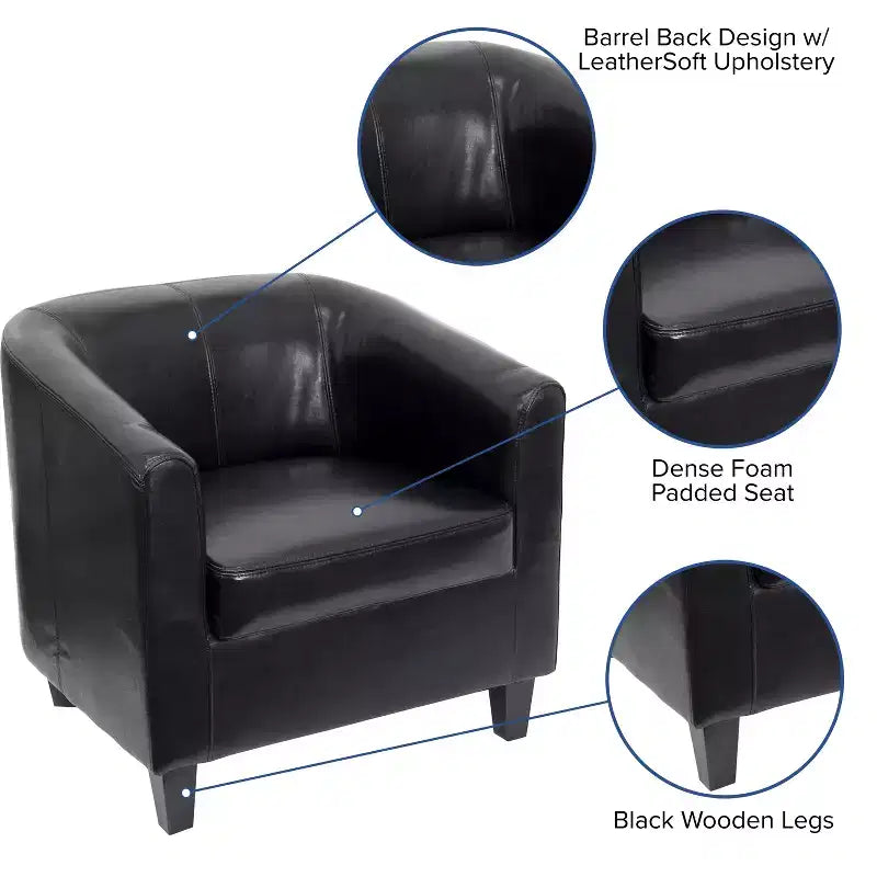 Emma and Oliver Leather Lounge Chair with Sloping Arms