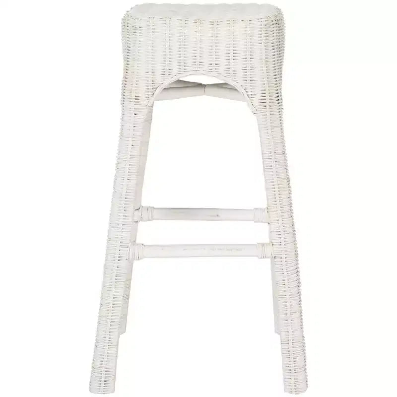 Percy Wicker Bar Stool - WIK6501A - Distressed White - Safavieh