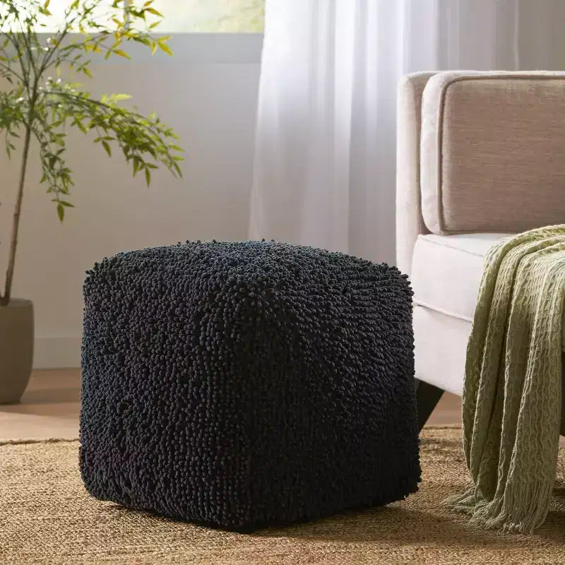 Moloney Modern Microfiber Chenille Cube Pouf - Christopher Knight Home