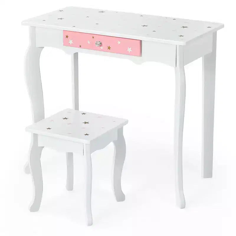 Coiffeuse enfant princesse, avec chaise et miroir triptyque