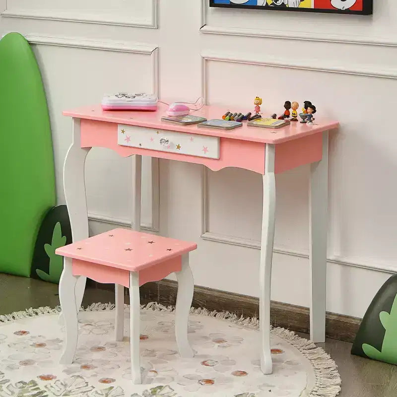 Coiffeuse enfant princesse, avec chaise et miroir triptyque