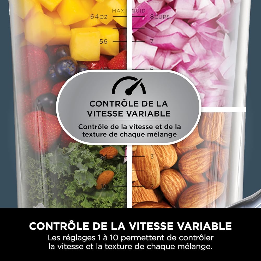 Ninja Detect Power Blender Processor Pro 3-en-1, mixeur 1200W, bol à mélanger, lame malaxeur, gobelet individuel, récipient, pétrir, mixer, hacher et mélanger, noir, TB401EU : Cuisine et Maison