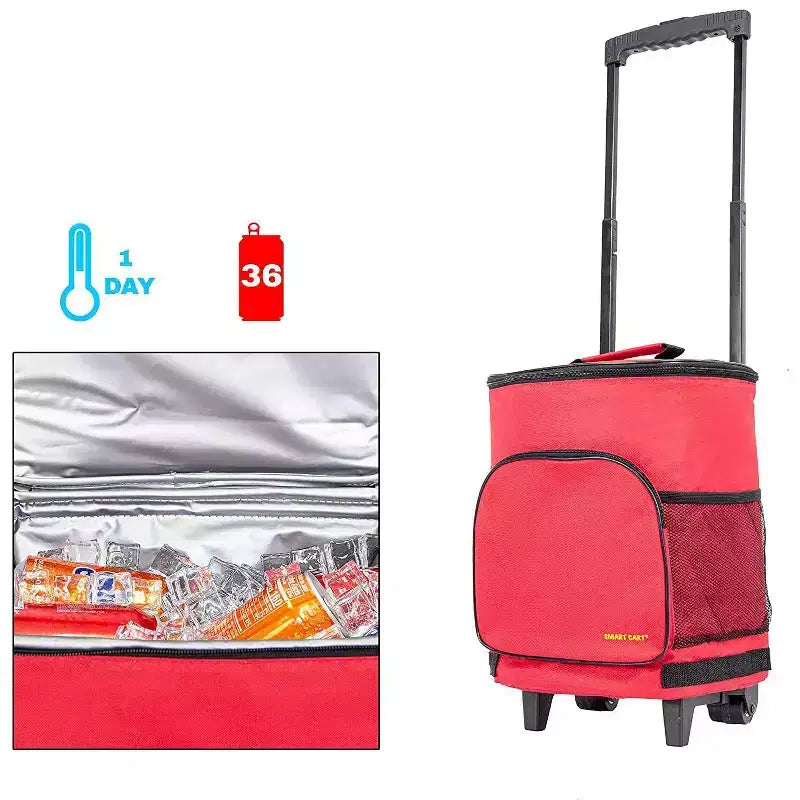dbest products Ultra Compact Cooler Smart Cart, Insulated Collapsible Rolling Tailgate BBQ Beach Summer