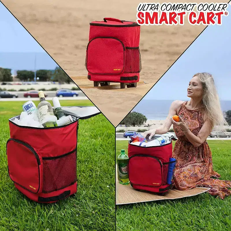 dbest products Ultra Compact Cooler Smart Cart, Insulated Collapsible Rolling Tailgate BBQ Beach Summer