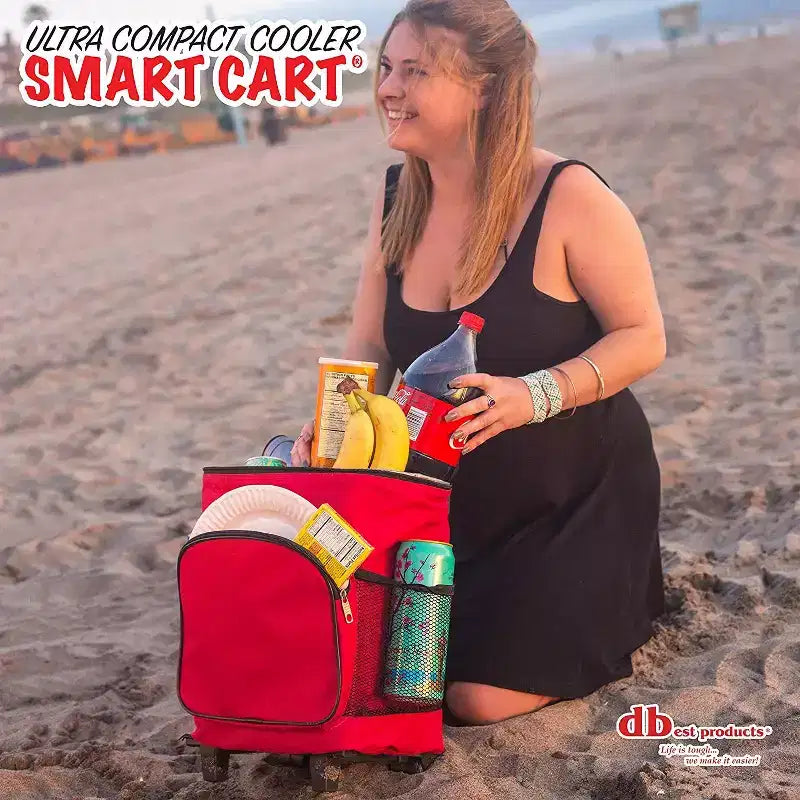 dbest products Ultra Compact Cooler Smart Cart, Insulated Collapsible Rolling Tailgate BBQ Beach Summer