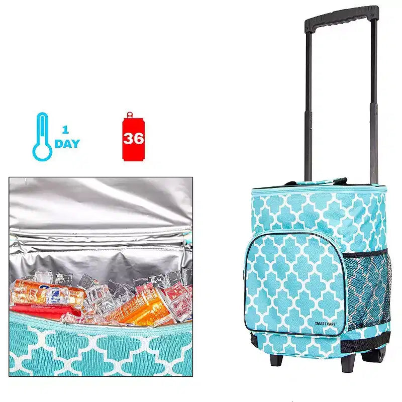 dbest products Ultra Compact Cooler Smart Cart, Insulated Collapsible Rolling Tailgate BBQ Beach Summer