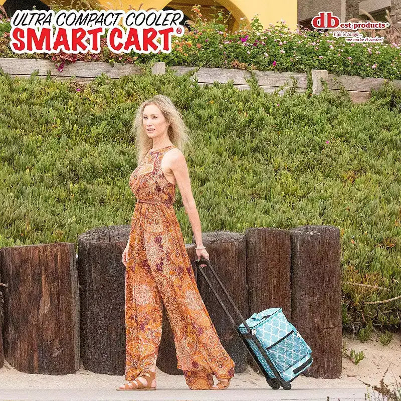 dbest products Ultra Compact Cooler Smart Cart, Insulated Collapsible Rolling Tailgate BBQ Beach Summer