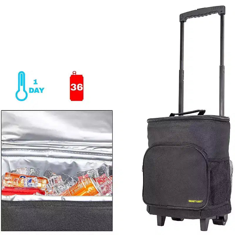 dbest products Ultra Compact Cooler Smart Cart, Insulated Collapsible Rolling Tailgate BBQ Beach Summer