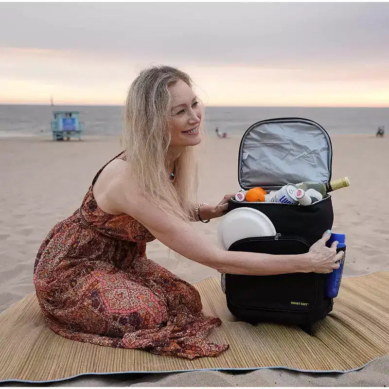 dbest products Ultra Compact Cooler Smart Cart, Insulated Collapsible Rolling Tailgate BBQ Beach Summer