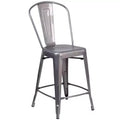 Merrick Lane 24 Modern Counter Height Stool with Powder Coated Metal Frame in Clear Coated Finish for Indoor Use
