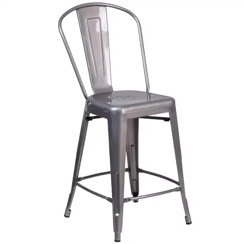 Merrick Lane 24 Modern Counter Height Stool with Powder Coated Metal Frame in Clear Coated Finish for Indoor Use