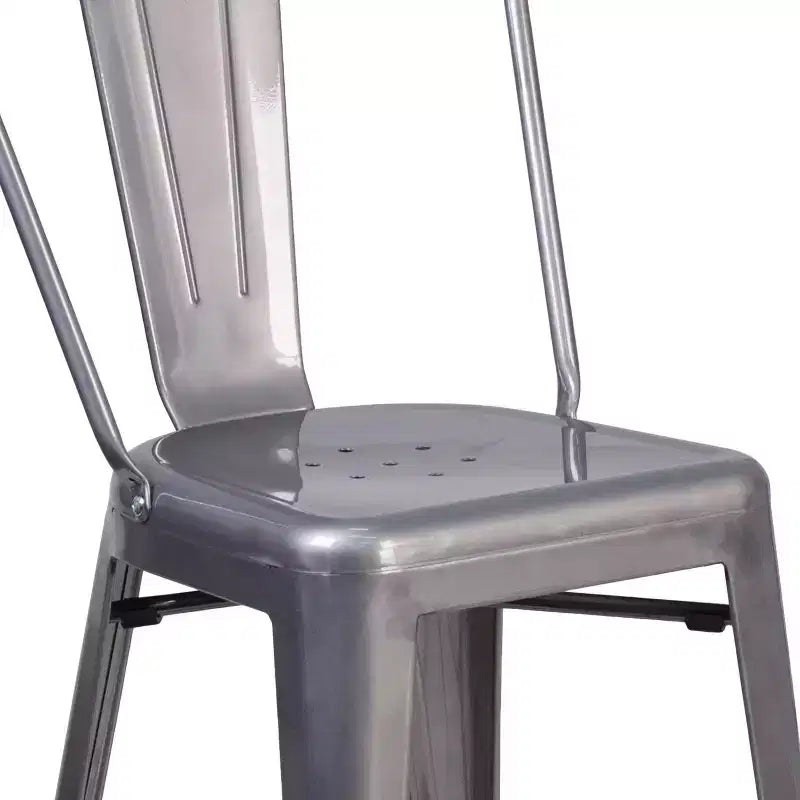 Merrick Lane 24 Modern Counter Height Stool with Powder Coated Metal Frame in Clear Coated Finish for Indoor Use