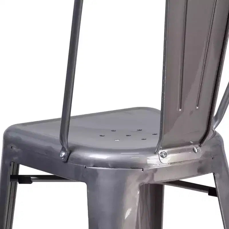 Merrick Lane 24 Modern Counter Height Stool with Powder Coated Metal Frame in Clear Coated Finish for Indoor Use