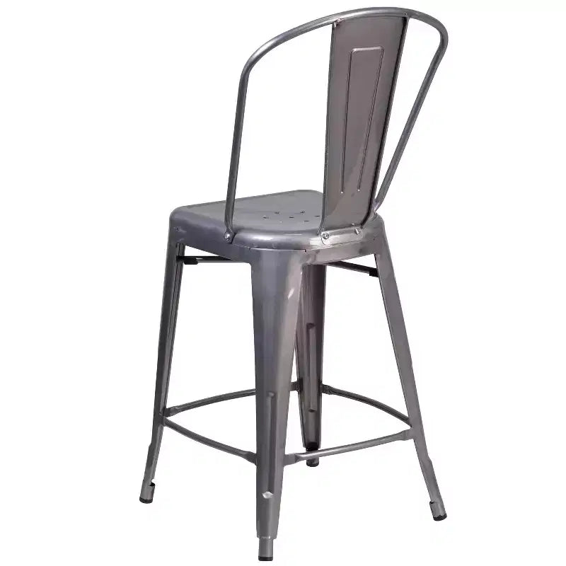 Merrick Lane 24 Modern Counter Height Stool with Powder Coated Metal Frame in Clear Coated Finish for Indoor Use