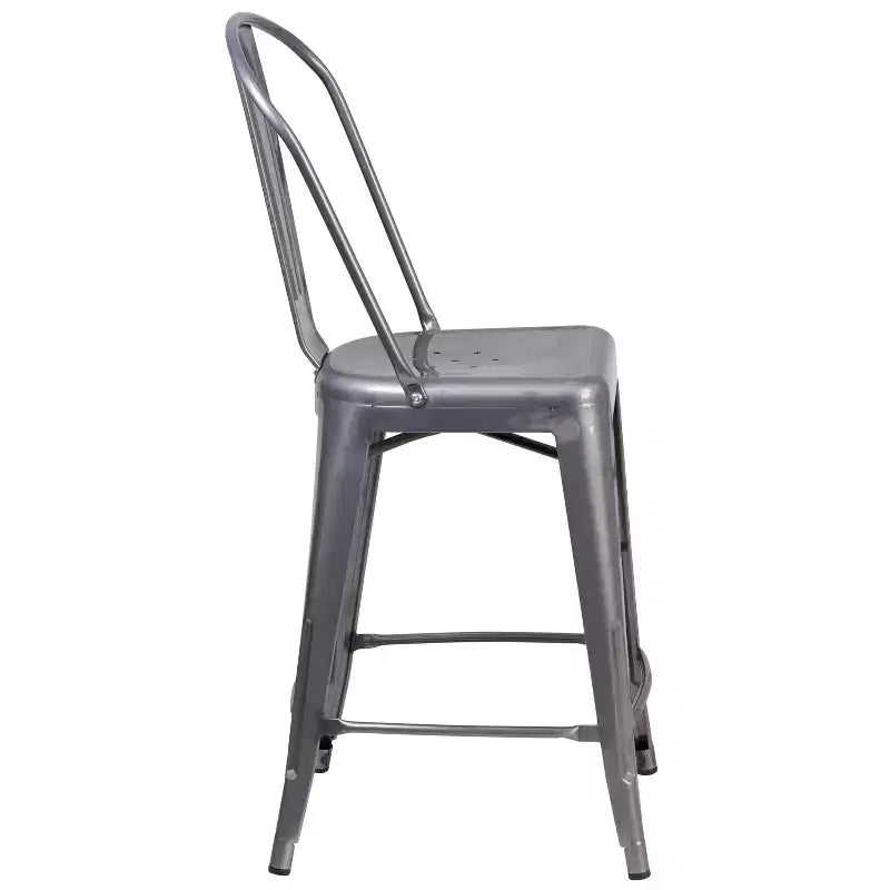Merrick Lane 24 Modern Counter Height Stool with Powder Coated Metal Frame in Clear Coated Finish for Indoor Use