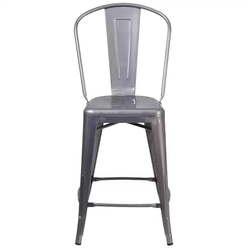 Merrick Lane 24 Modern Counter Height Stool with Powder Coated Metal Frame in Clear Coated Finish for Indoor Use