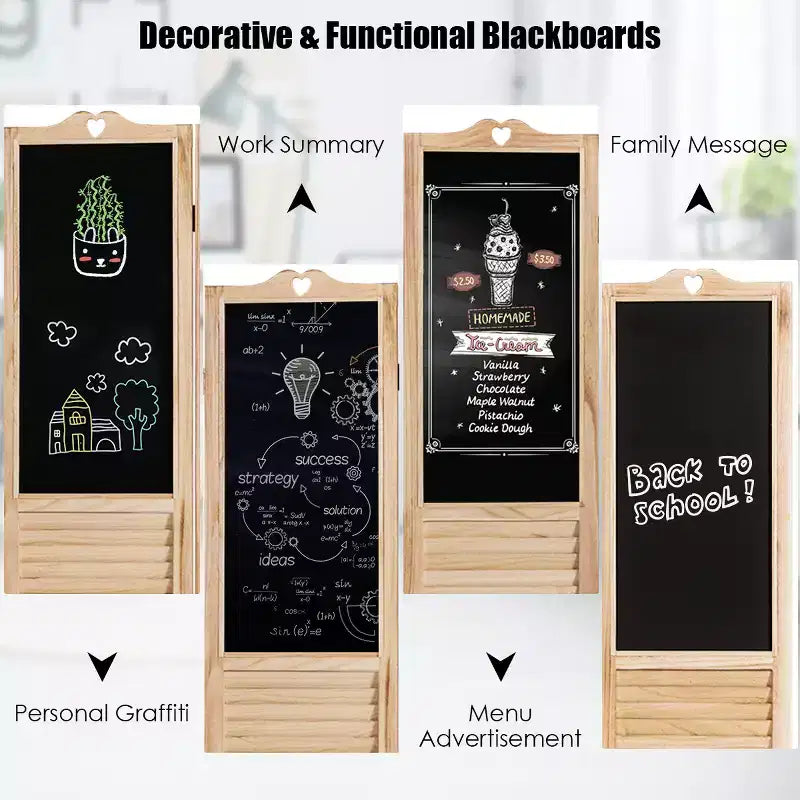 Costway 4-Panel Folding Divider Screen W/Chalkboard 5.7Ft Tall Natural