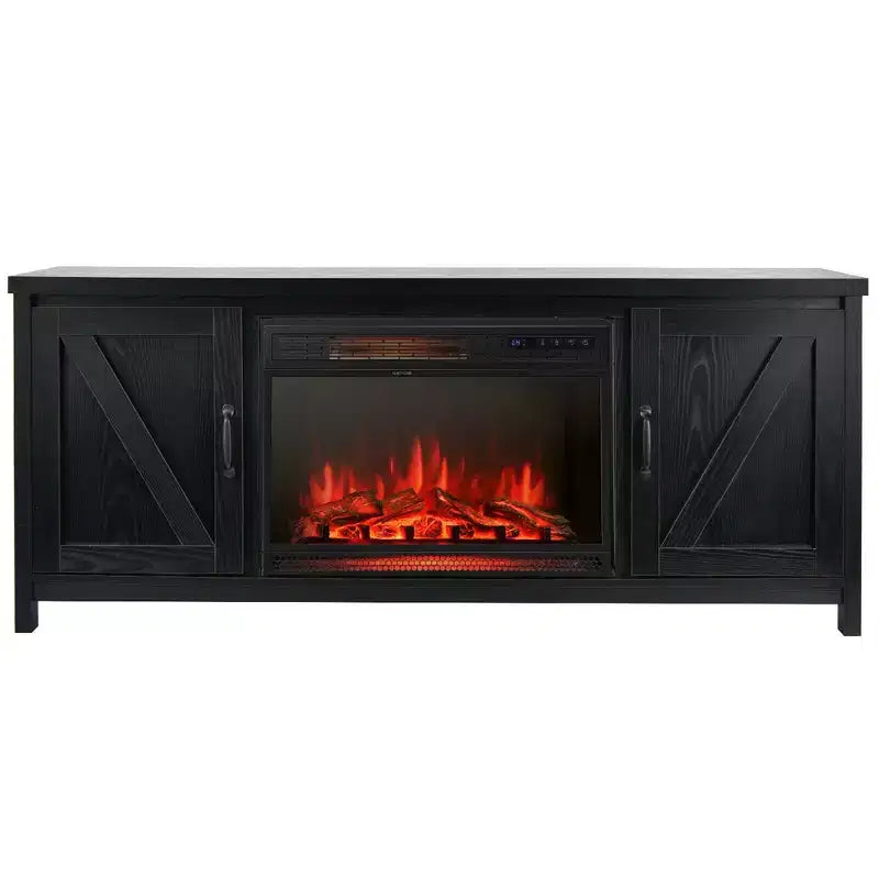 Costway 59'' Fireplace TV Stand W/ 25'' 1350W Electric Fireplace Heater Remote Control
