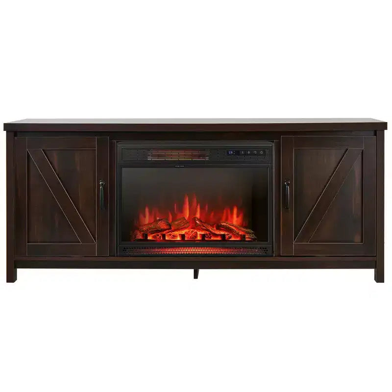 Costway 59'' Fireplace TV Stand W/ 25'' 1350W Electric Fireplace Heater Remote Control