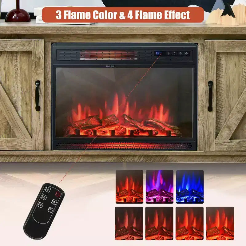 Costway 59'' Fireplace TV Stand W/ 25'' 1350W Electric Fireplace Heater Remote Control