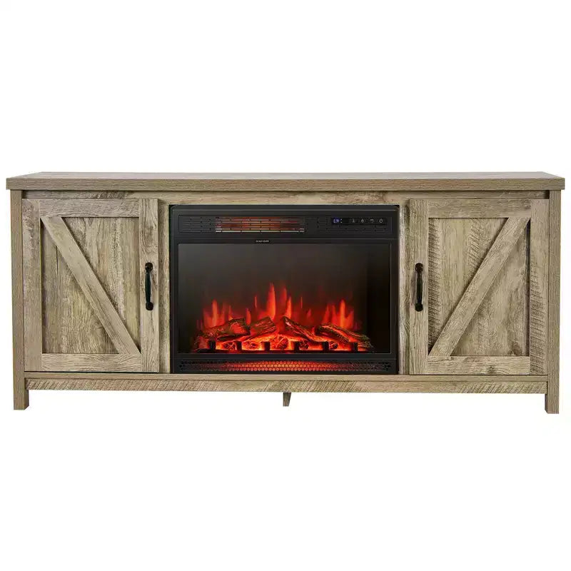 Costway 59'' Fireplace TV Stand W/ 25'' 1350W Electric Fireplace Heater Remote Control
