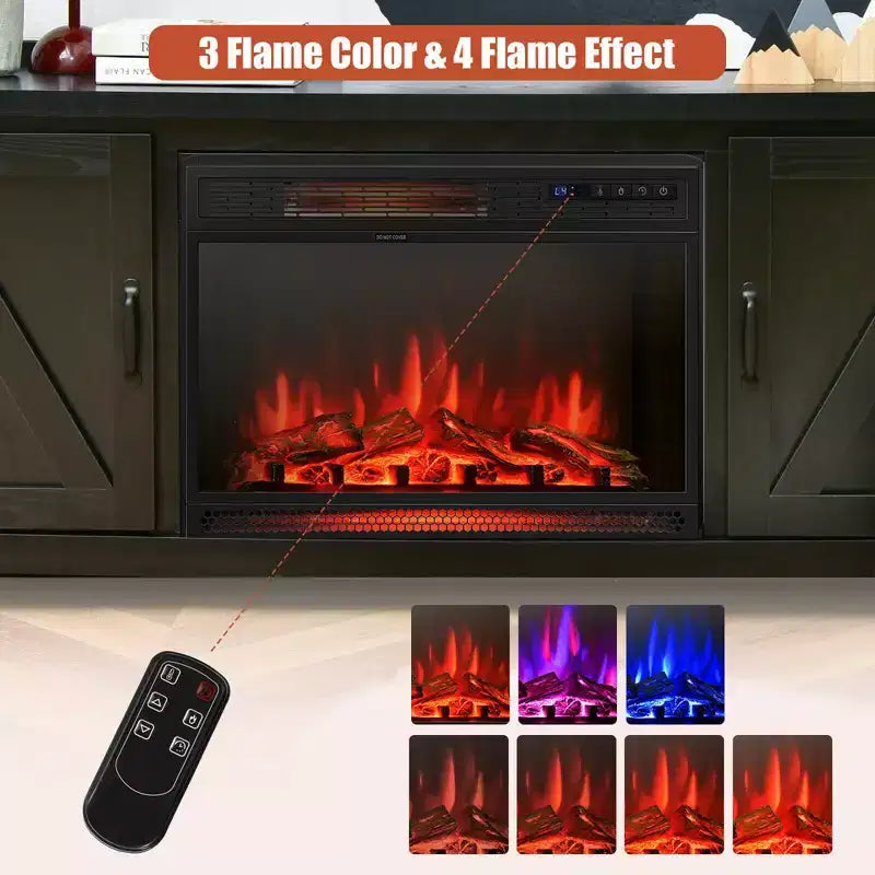 Costway 59'' Fireplace TV Stand W/ 25'' 1350W Electric Fireplace Heater Remote Control