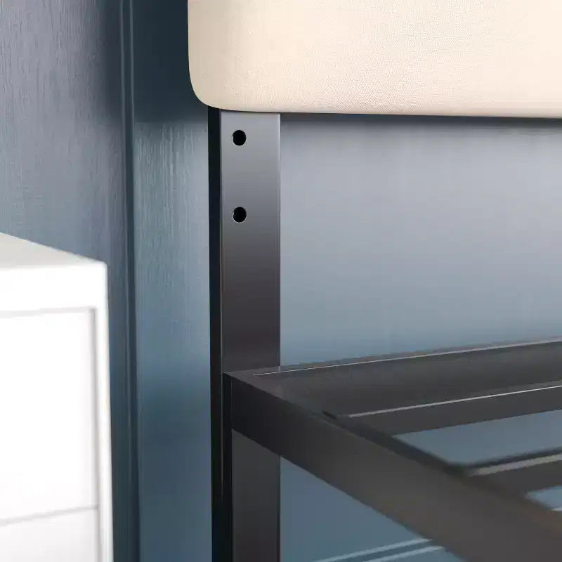 Emma and Oliver Modern Upholstered Headboard with Horizontal Line Stitching and Adjustable Height Rails
