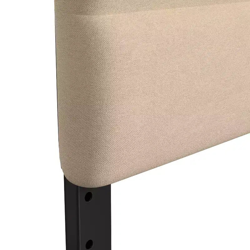 Emma and Oliver Modern Upholstered Headboard with Horizontal Line Stitching and Adjustable Height Rails