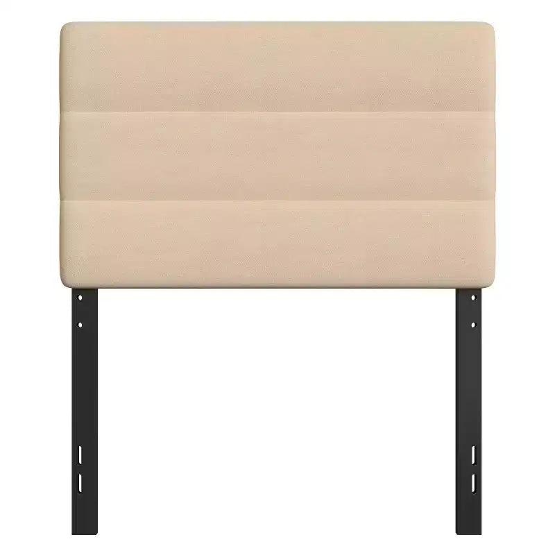 Emma and Oliver Modern Upholstered Headboard with Horizontal Line Stitching and Adjustable Height Rails