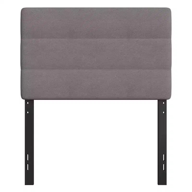 Emma and Oliver Modern Upholstered Headboard with Horizontal Line Stitching and Adjustable Height Rails