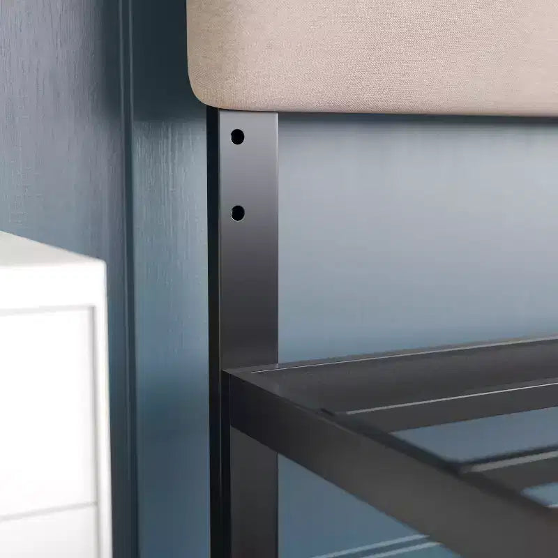 Emma and Oliver Modern Upholstered Headboard with Horizontal Line Stitching and Adjustable Height Rails