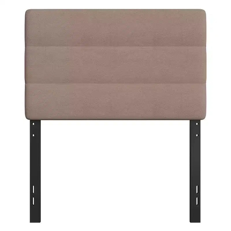 Emma and Oliver Modern Upholstered Headboard with Horizontal Line Stitching and Adjustable Height Rails