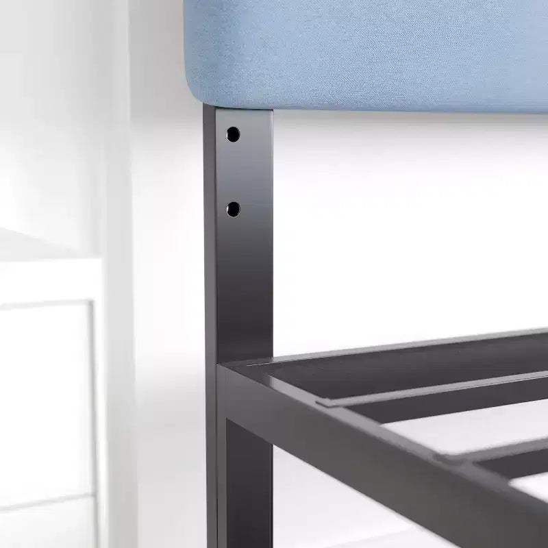 Emma and Oliver Modern Upholstered Headboard with Horizontal Line Stitching and Adjustable Height Rails