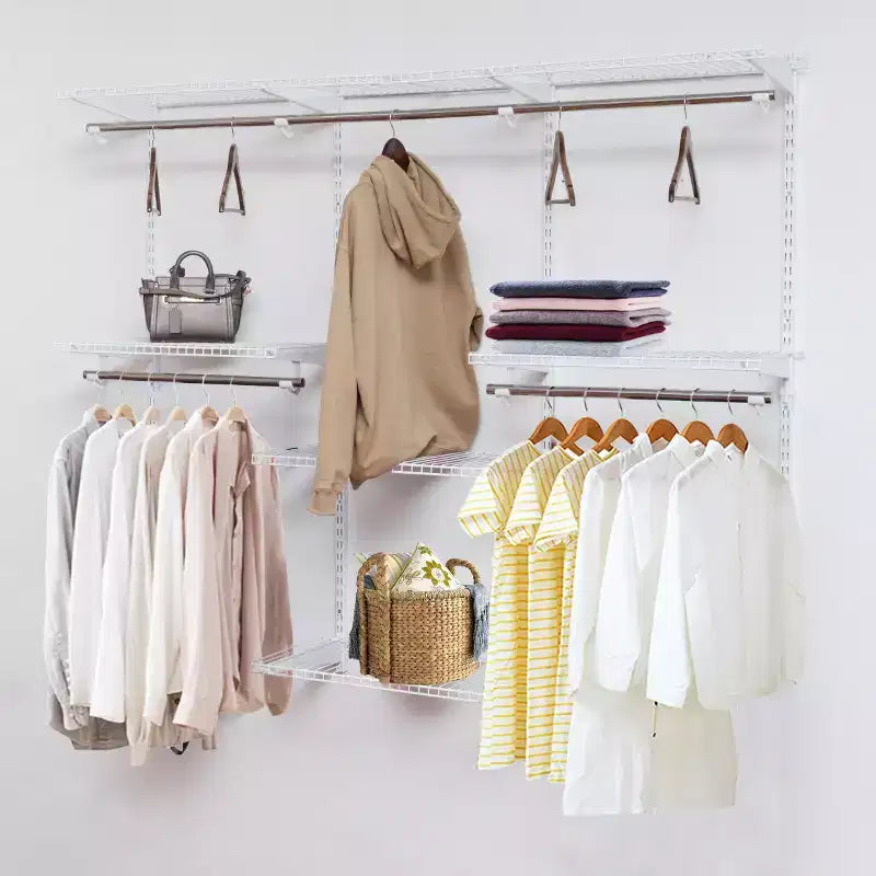 Costway Wall Mounted Adjustable Closet Organizer Custom Metal Closet