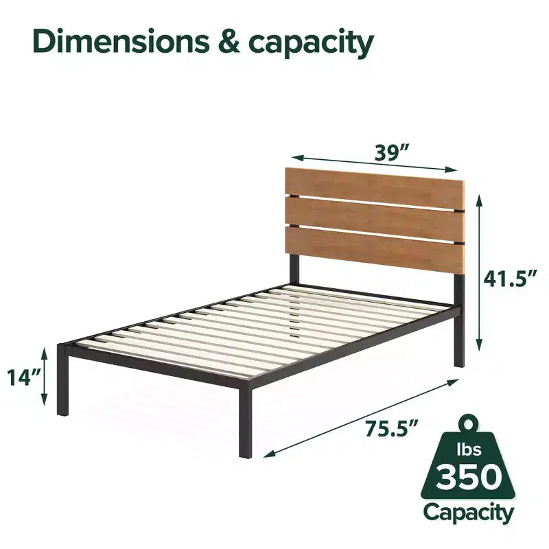 Paul Metal Platform Bed Frame Natural -ZINUS