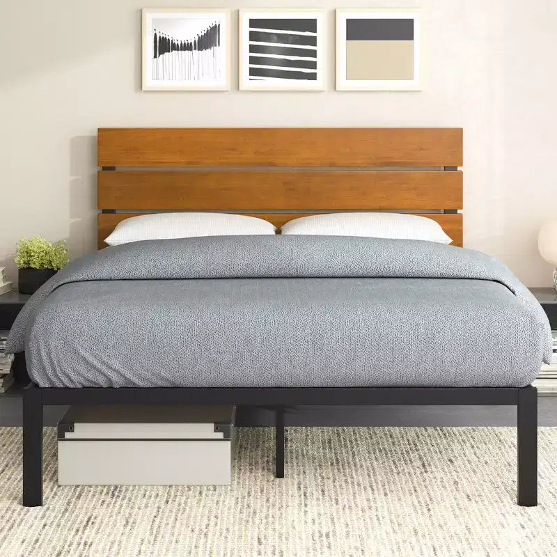 Paul Metal Platform Bed Frame Natural -ZINUS