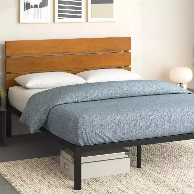 Paul Metal Platform Bed Frame Natural -ZINUS