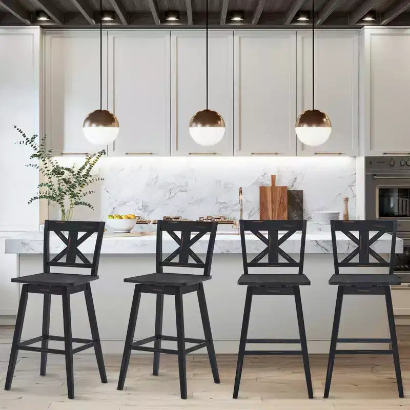 Costway 4PCS Swivel Bar Stools 29'' Counter Height Chairs w/ Footrest