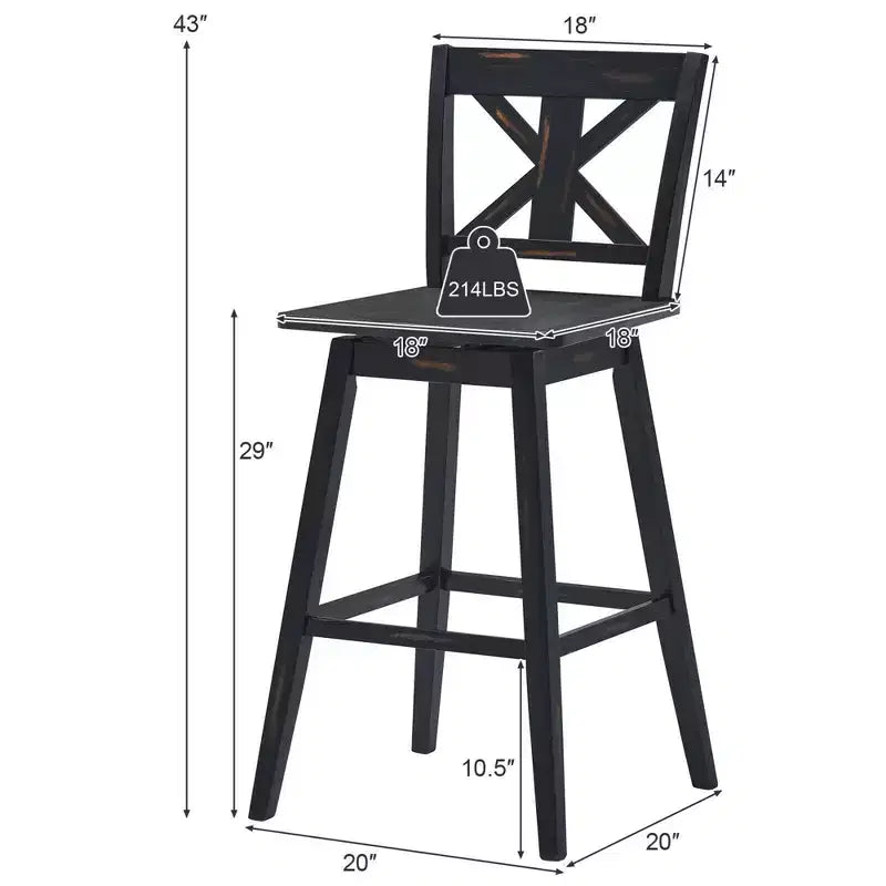 Costway 4PCS Swivel Bar Stools 29'' Counter Height Chairs w/ Footrest