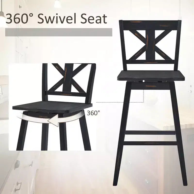 Costway 4PCS Swivel Bar Stools 29'' Counter Height Chairs w/ Footrest