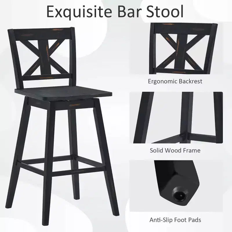 Costway 4PCS Swivel Bar Stools 29'' Counter Height Chairs w/ Footrest