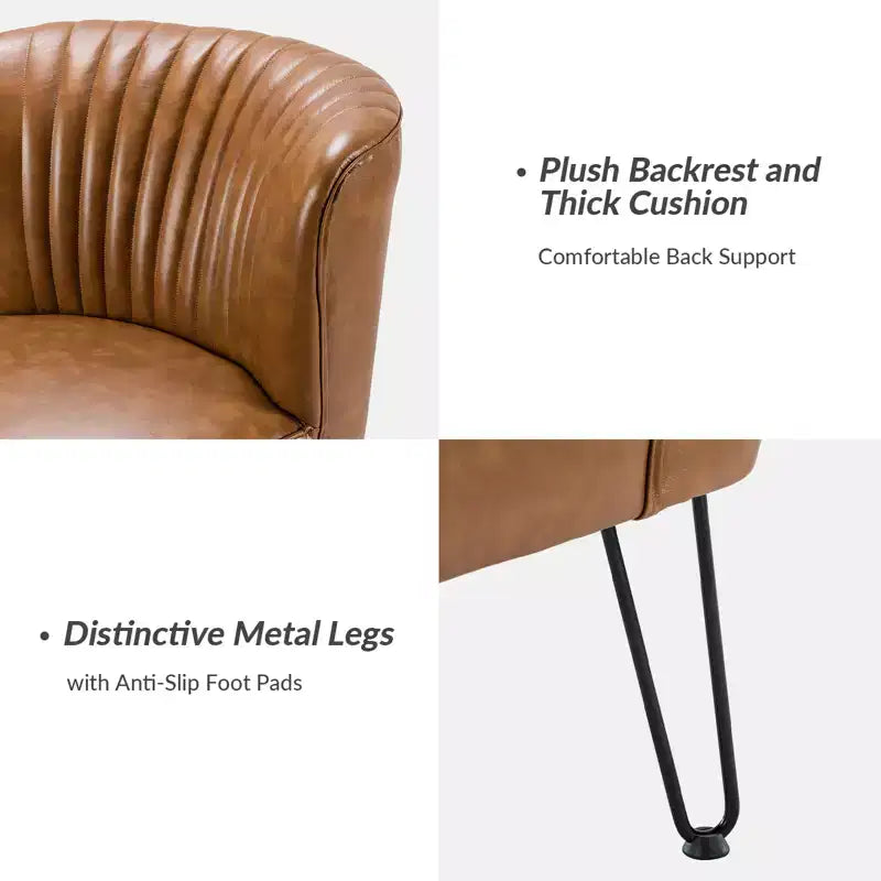 Eustacio Comtemperary Tufted back Vegan Leather Accent Side Chair with metal legs | Karat Home