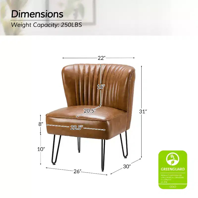 Eustacio Comtemperary Tufted back Vegan Leather Accent Side Chair with metal legs | Karat Home
